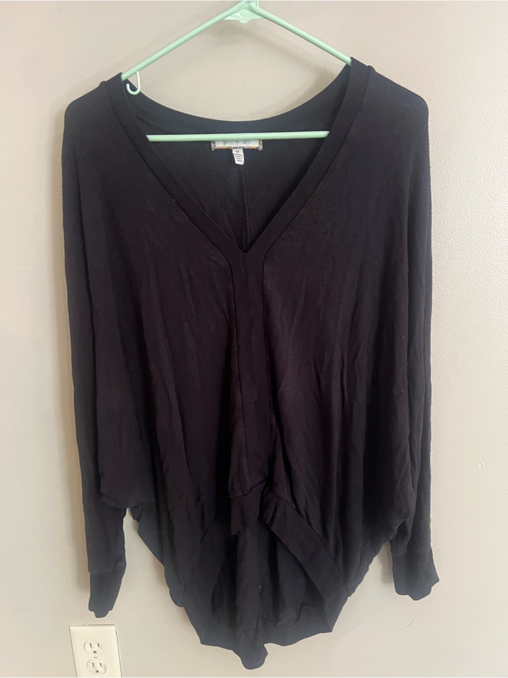 Eri + Ali Black V-Neck Long Sleeve Women's Top